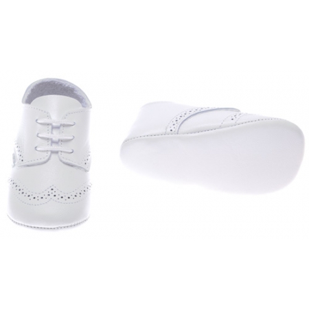 Lace Up Baby Boys White Leather Shoes #2