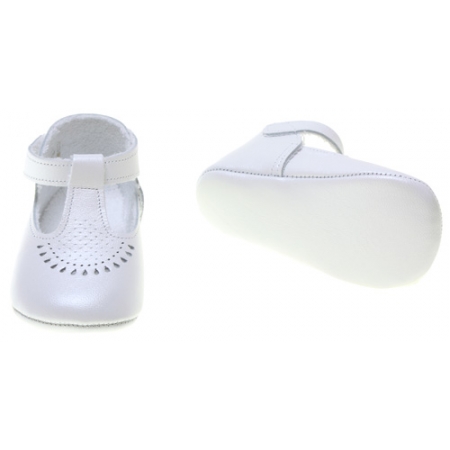 Baby White T Bar Shoes Raindrops Pattern #2