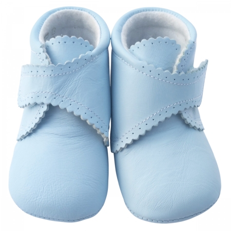 Spanish Cuquito Baby Boys Blue Shoes Soft Leather Velcro Closing #2