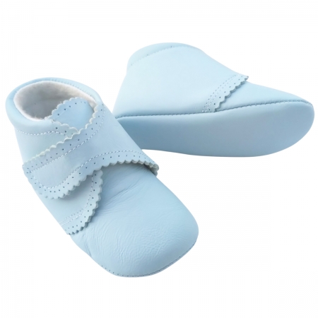Spanish Cuquito Baby Boys Blue Shoes Soft Leather Velcro Closing #3