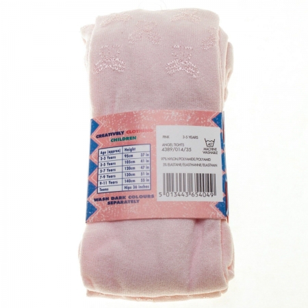 Angel pattern decorated baby girls tights in pink #3