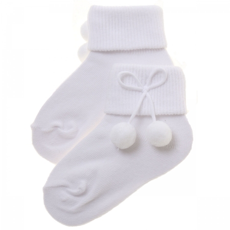 PEX Baby White Pom Pom Socks