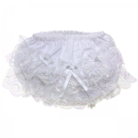 PEXs Iridescent White Lace Baby Girls Frilly Knickers