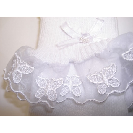 Butterfly Lace Girls Frilly Socks In White #2