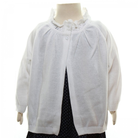 Crochet trim Baby Girls White Cardigan