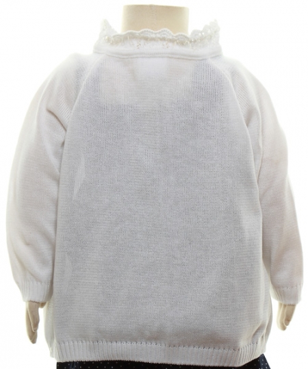 Crochet trim Baby Girls White Cardigan #3