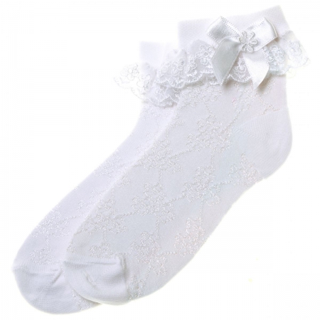 Daisy Lace White Frilly Socks