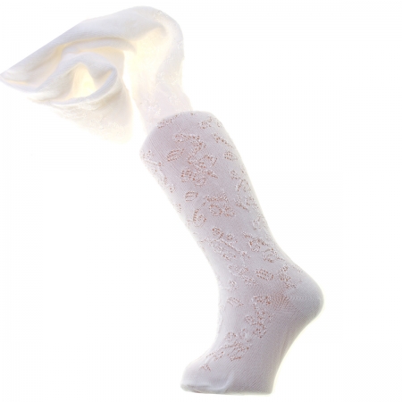 PEX Baby girls white tights in floral pattern #2