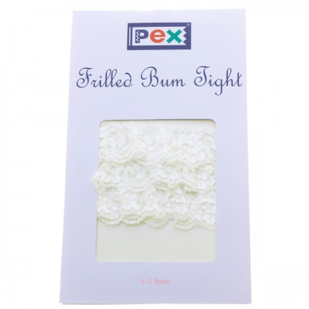PEX Baby Girls Ivory Frilled Bum Tights