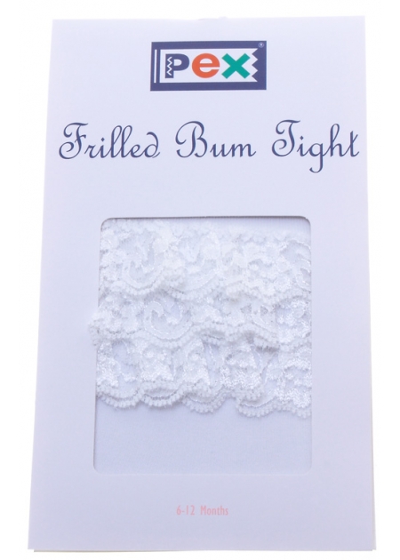 PEX Baby Girls Frilled Bum Tights in White #2