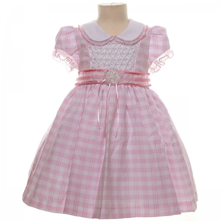 SALE Baby Girls Lovely Pink Gingham Pattern Dress