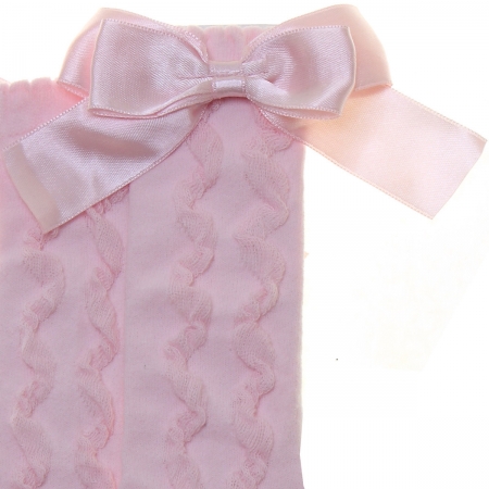 Girls Knee High Ruffle Pattern Pink Bow Socks From PEX #2