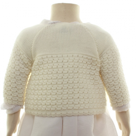 Baby Girls Ivory Bolero With Honeycomb Knitted Pattern #4