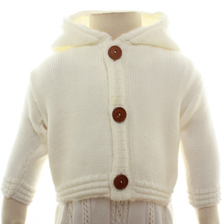 Made in UK Hooded Baby Boys Ivory Cardigan #2