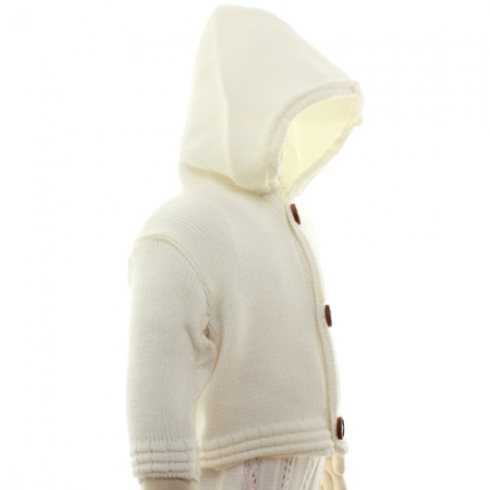 Made in UK Hooded Baby Boys Ivory Cardigan #3