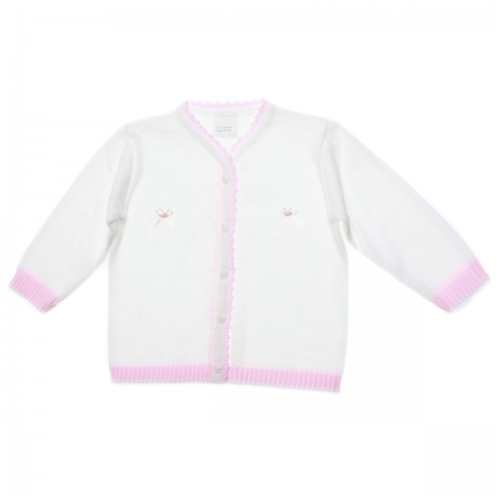 Baby girls white cardigan with two roses