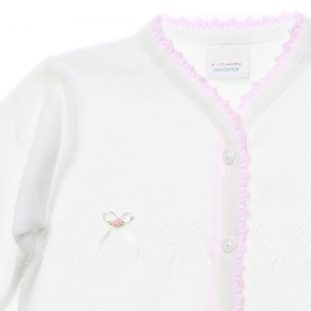 Baby girls white cardigan with two roses #2