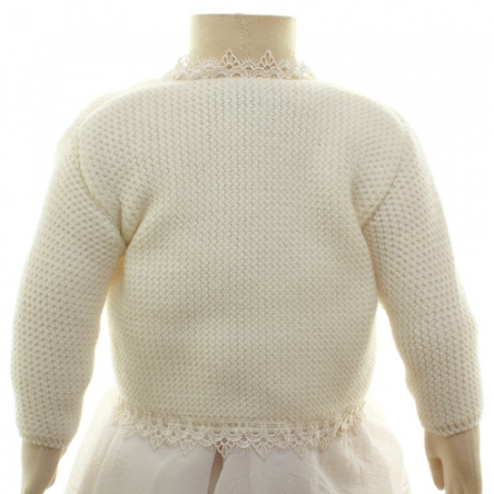 Thick Ivory Baby Bolero With Lace Trim #4