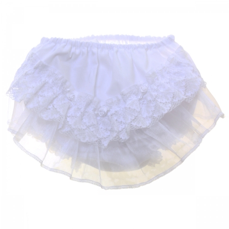 Floral Lace Rosebuds Baby Girls White Frilly Knickers
