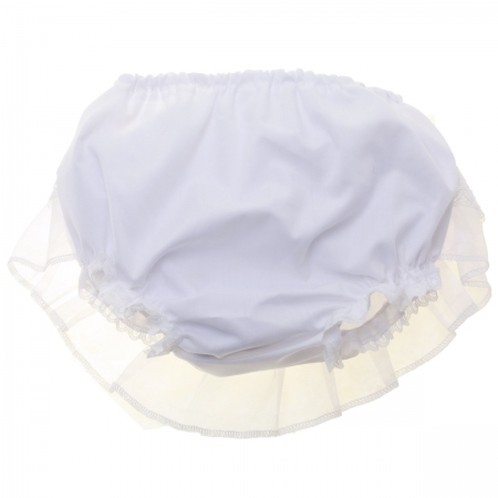 Floral Lace Rosebuds Baby Girls White Frilly Knickers #2