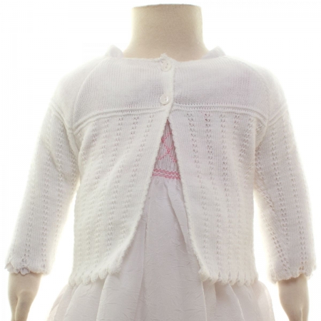 Picot Edge Pattern Baby Girls White Bolero