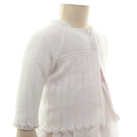 Picot Edge Pattern Baby Girls White Bolero #3