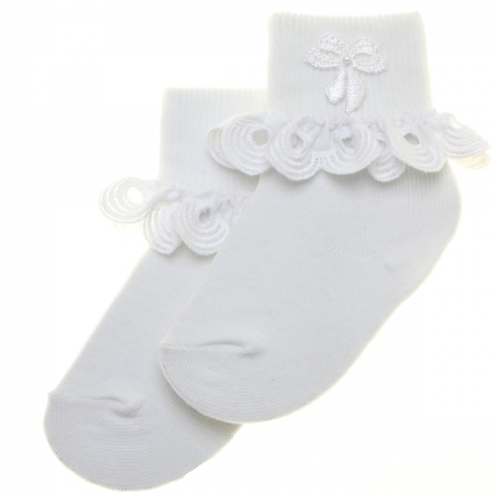 Premium Baby And Toddler Girls Cotton Socks with Ringlet Trims Bow and Beads