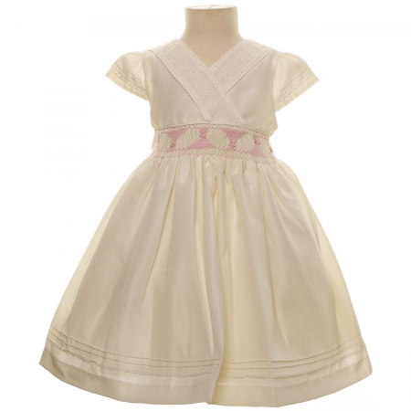 SALE Baby Girls Elagant Ivory Smocked Dress