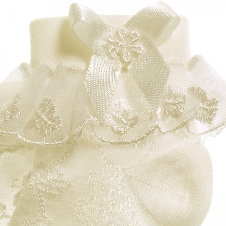 Girls summer lace frilly socks in ivory #2
