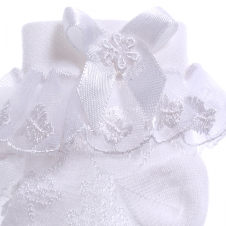 Girls summer lace frilly socks in white #2