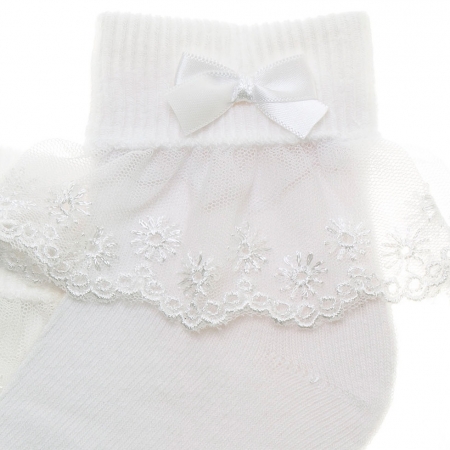 PEX Kids Sunflowers Lace Girls White Frilly Lace Socks #2