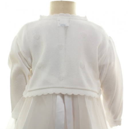 Baby Girls White Bolero With Frill Trims and Flower Bows #4