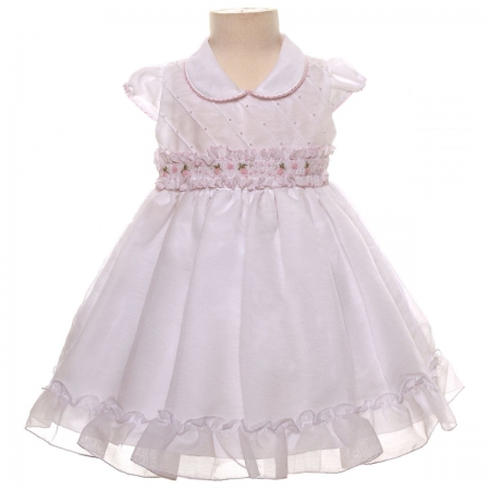 SALE Baby Girls White with Pink Roses Special Dress