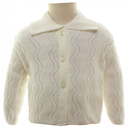 Made in England Baby Cardigan With Wave Knitted Pattern