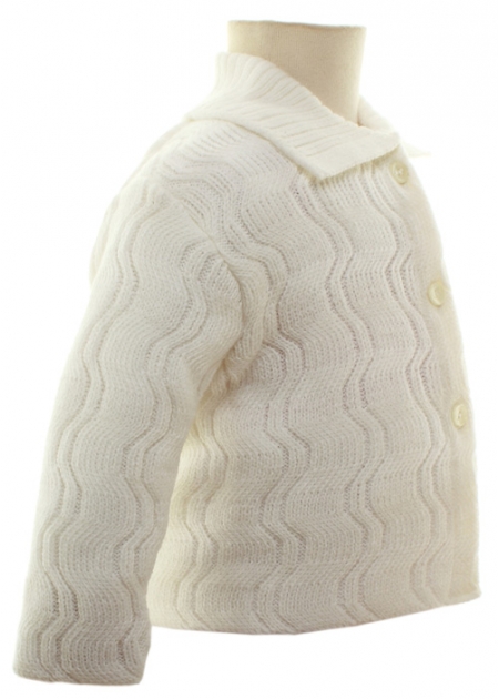 Made in England Baby Cardigan With Wave Knitted Pattern #2