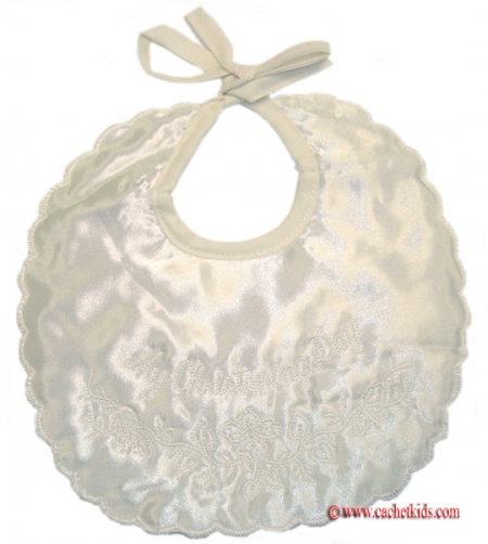 White Christening bib Embroidered with My Christening Day