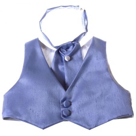 Boys blue waistcoat and cravat baby to 8 years