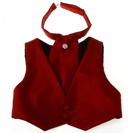 Boys burgundy waistcoat and cravat baby to 8 years
