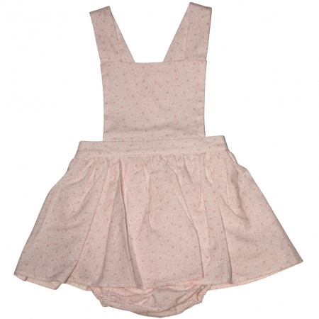 Spanish Popys Baby Girls Pink Braced Summer Dress  With Panty