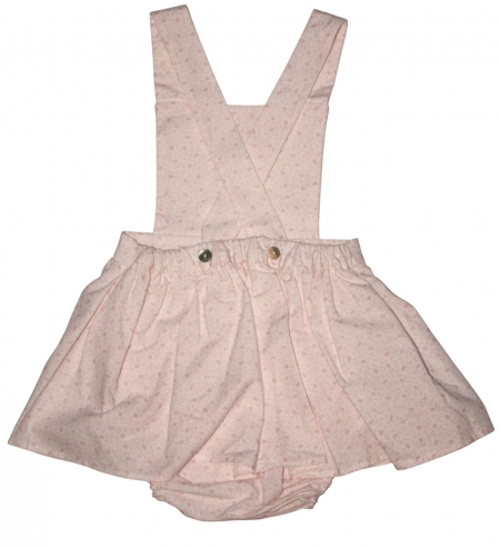Spanish Popys Baby Girls Pink Braced Summer Dress  With Panty #2