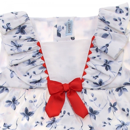 Spanish Popys Baby White Blue Floral Long Top And Frilly Panty Shorts Set #3