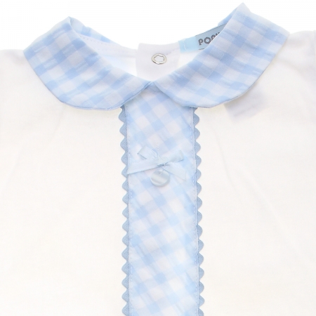 Spanish Popys Baby Boys White Blue Gingham 2 Piece Set #3