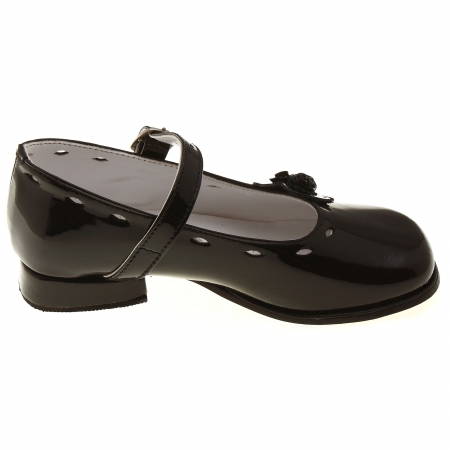 SALE Toddler Girls Black Patent Leather Mary Jane Shoes Leather Flower #3