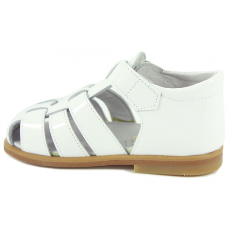 Boys White Patent Leather Roman Sandals #3