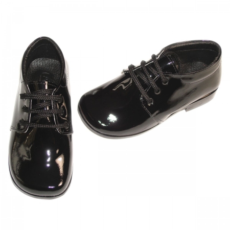 Traditional boys black patent shoes