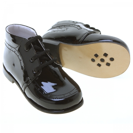 Boys Black Leather Patent Boots #2