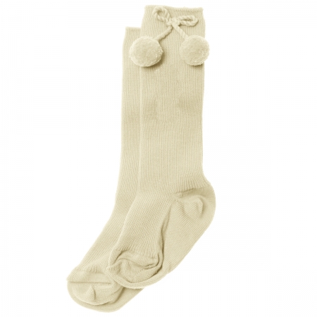 Baby girls ivory pom pom socks knee high