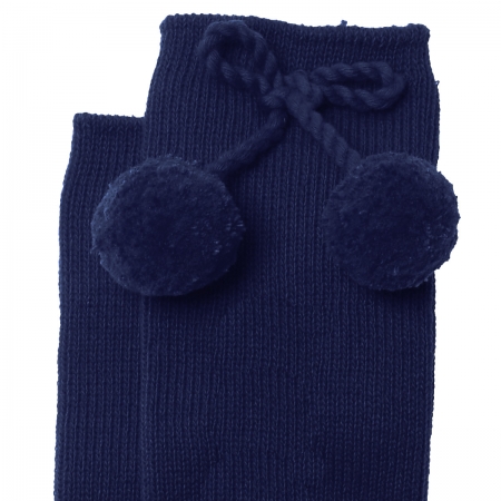 Premium Knee High Navy Socks with Pom Pom Balls #2