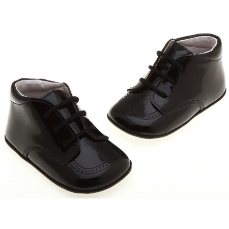 Baby Boys Black Shoes with Shoe Laces