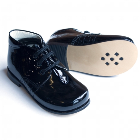 Pretty Originals Boys Black Patent Shoes In Black Patent Leather